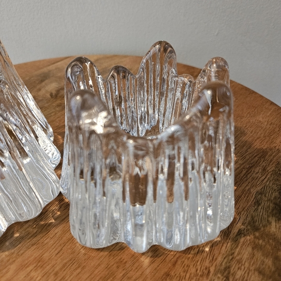 Nybro Sweden Rune Strand Crystal Volcano Votive Candleholder Pair Vintage - Picture 5 of 7